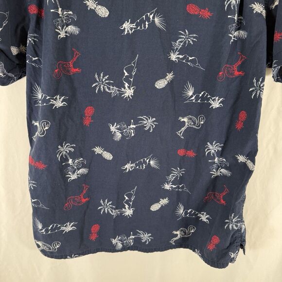 Levis Polo Shirt Men's Large Blue Pineapple Palm Trees Short Sleeve Button Up - Picture 11 of 11